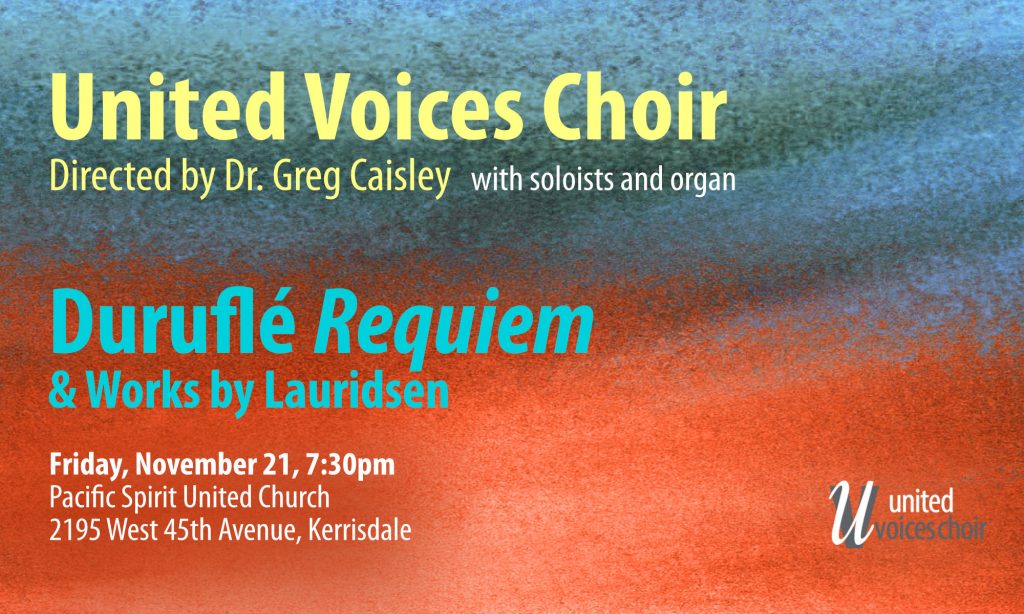 Concert graphic for Nov 2025 concert: Duruflé Requiem and works by Lauridsen